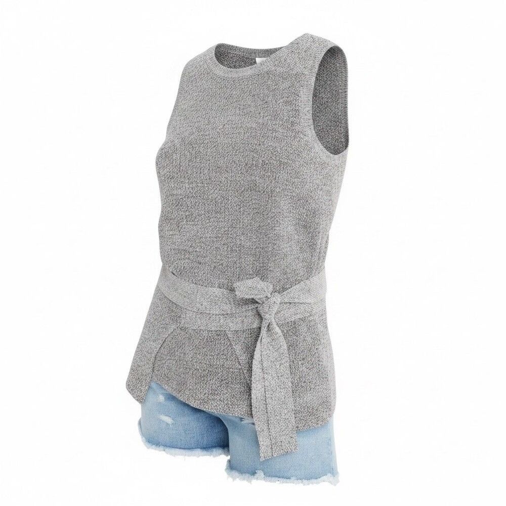 Women’s S Madewell Gray Mixed Knit Tie Wrap Sweater Tank GUC